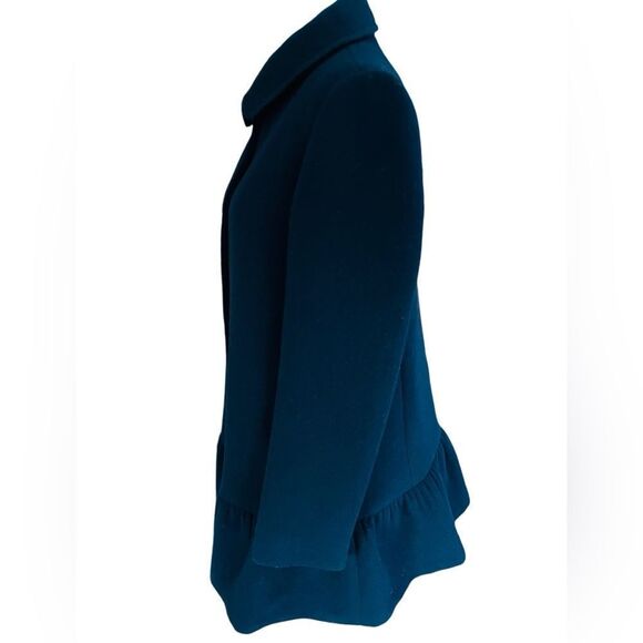 Kate Spade wool blend peplum ruffled button front coat in black Size XSmall - Picture 5 of 11